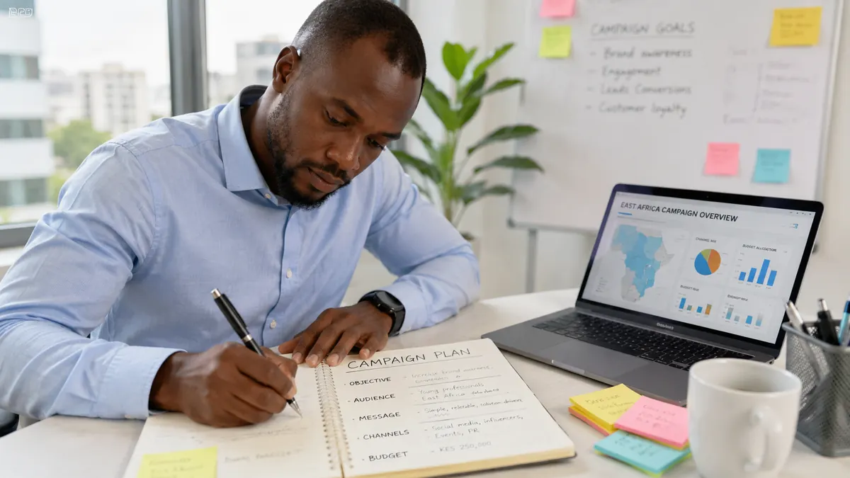 Campaign planning workspace for Eastern Africa media buying - Digitera Africa