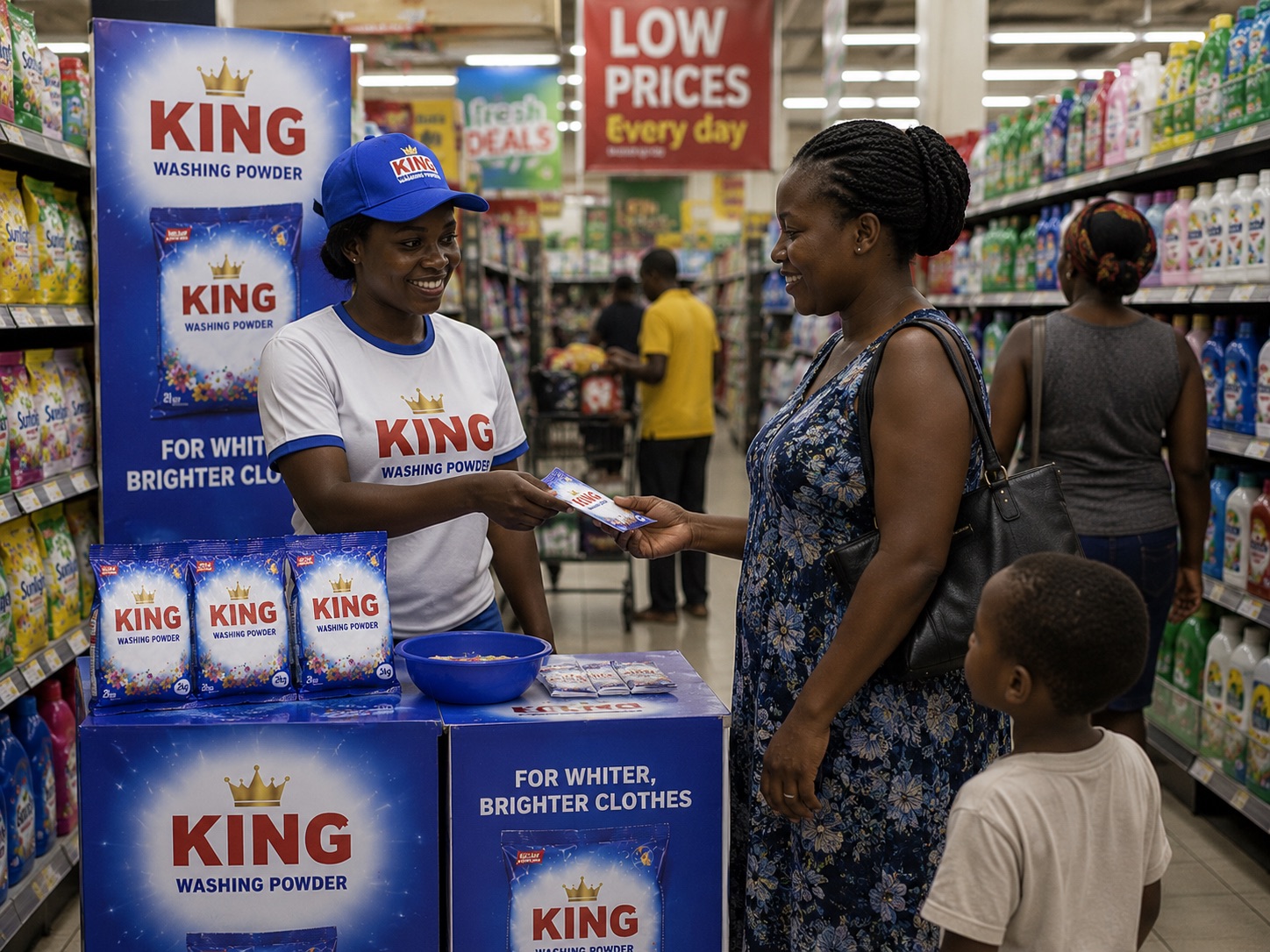 KING Washing Powder consumer sampling in supermarket